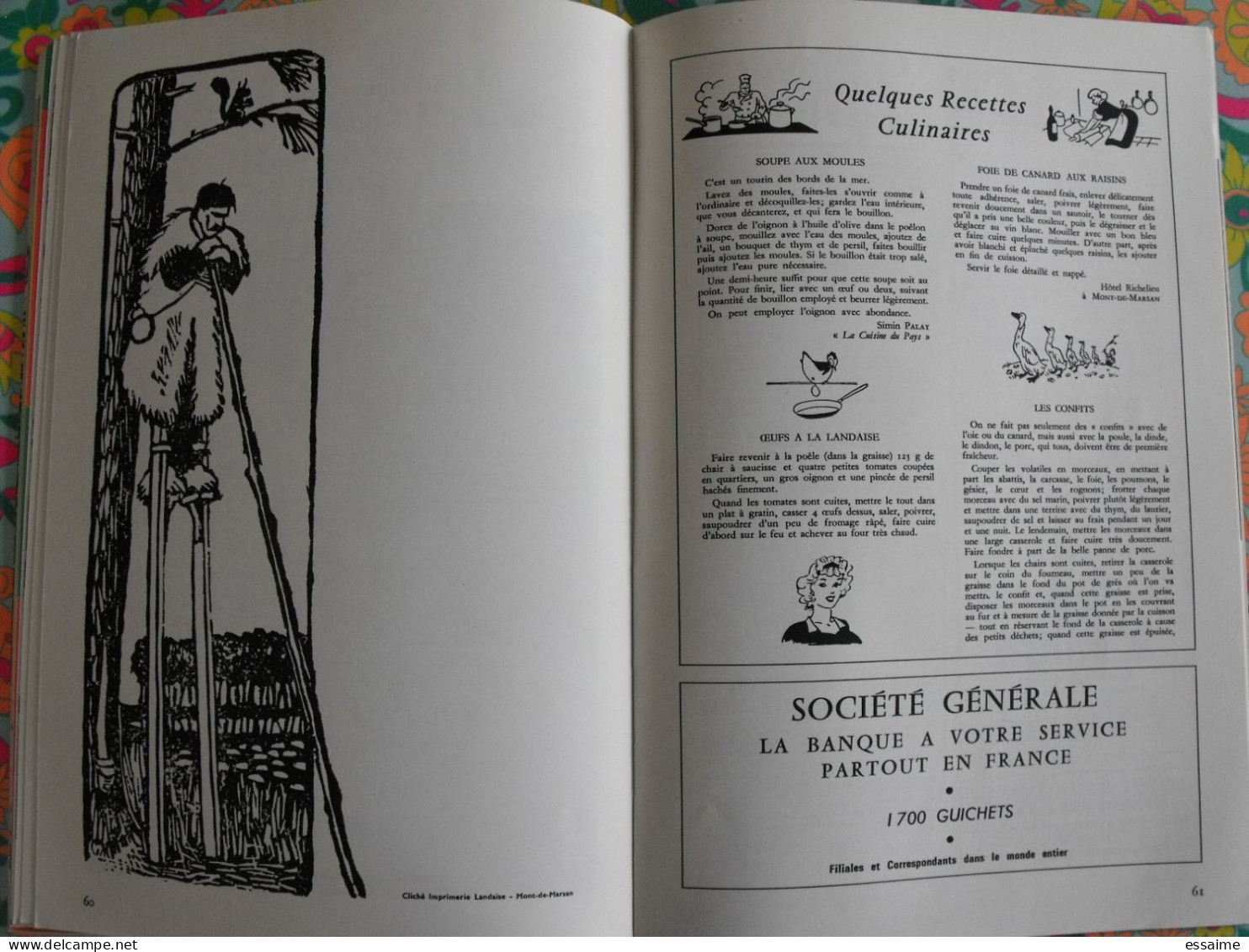 La France à table n° 160. 1972. Landes. grenade dax léon  mont-de-marsan villaudran saint-sever. gastronomie