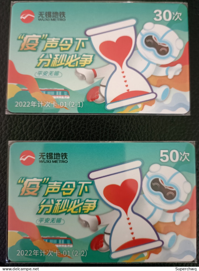 China Wuxi Metro One-way Card/one-way Ticket/subway Card,Fighting COVID-19 Memorial Card，2 Pcs - Welt