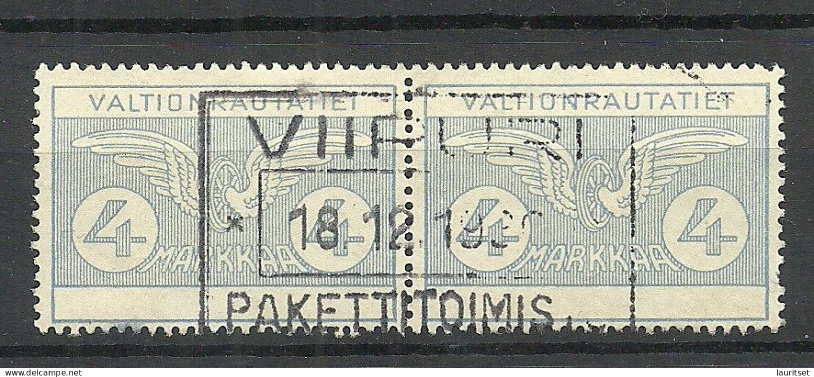 FINLAND FINNLAND 1930ies O Viipuri Railway Stamp 4 MK As Pair - Pacchi Postali