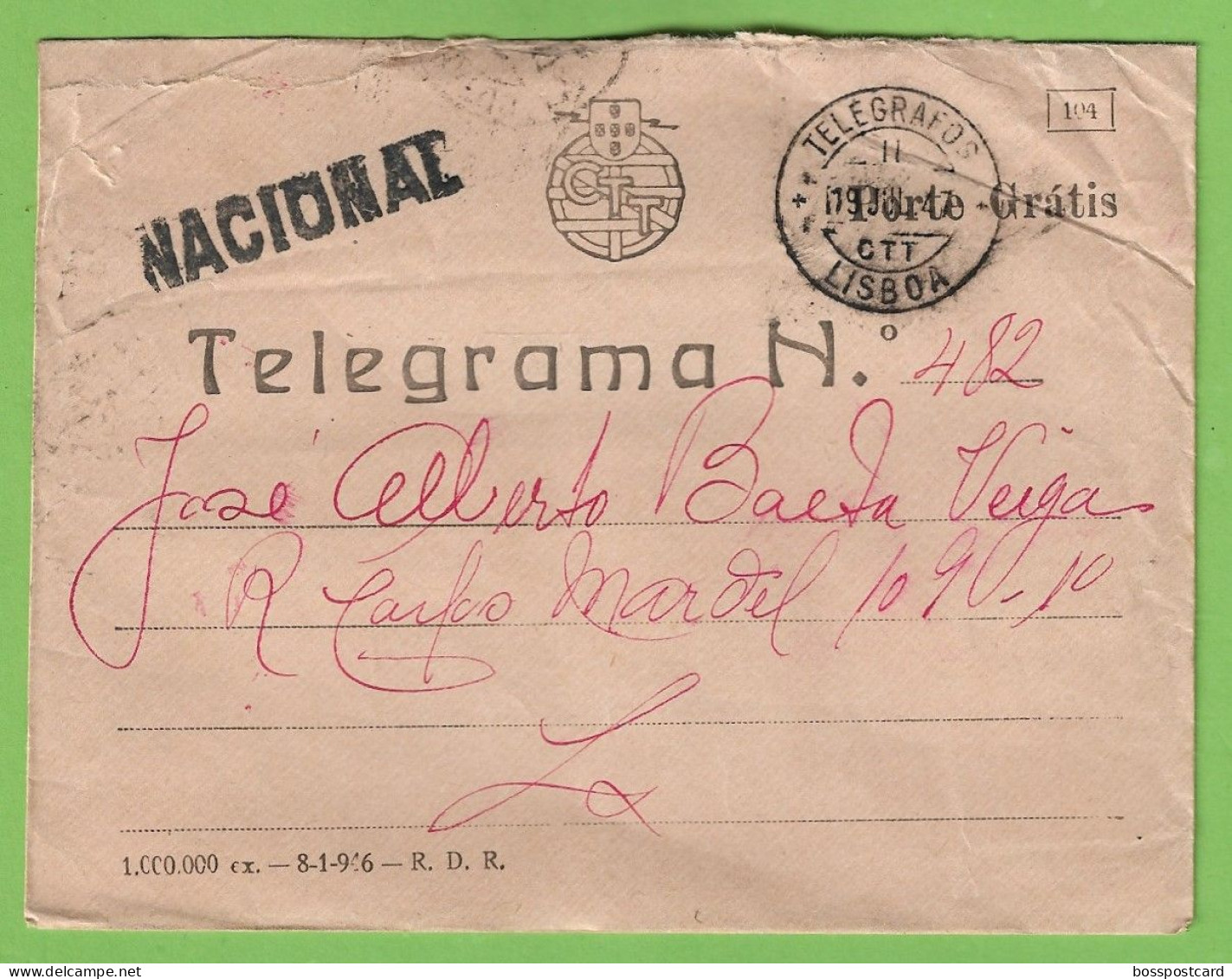 História Postal - Filatelia - Telegrama - Telegram - Stamps - Timbres - Cover - Letter - Philately - Portugal - Used Stamps