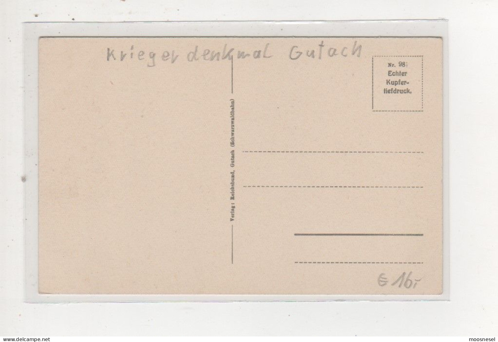 Antike Postkarte KRIEGERDENKMAL GUTACH SCHWARZEWALDBAHN -HEIMKEHR- - Gutach (Schwarzwaldbahn)