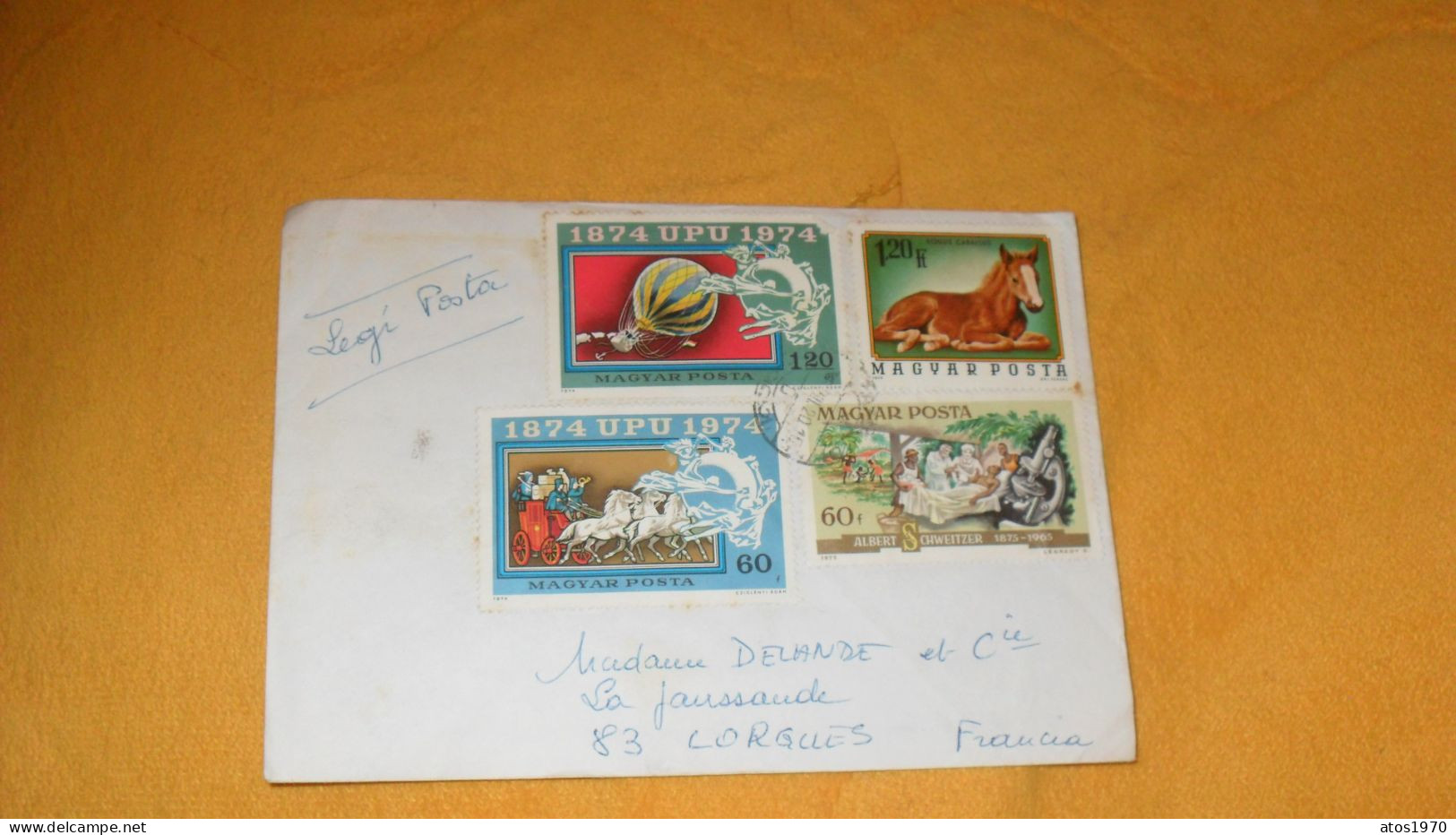 ENVELOPPE + LETTRE DE 1975./ DEPART HONGRIE MAGYAR POSTA POUR FRANCE + TIMBRES X4 - Hojas Completas