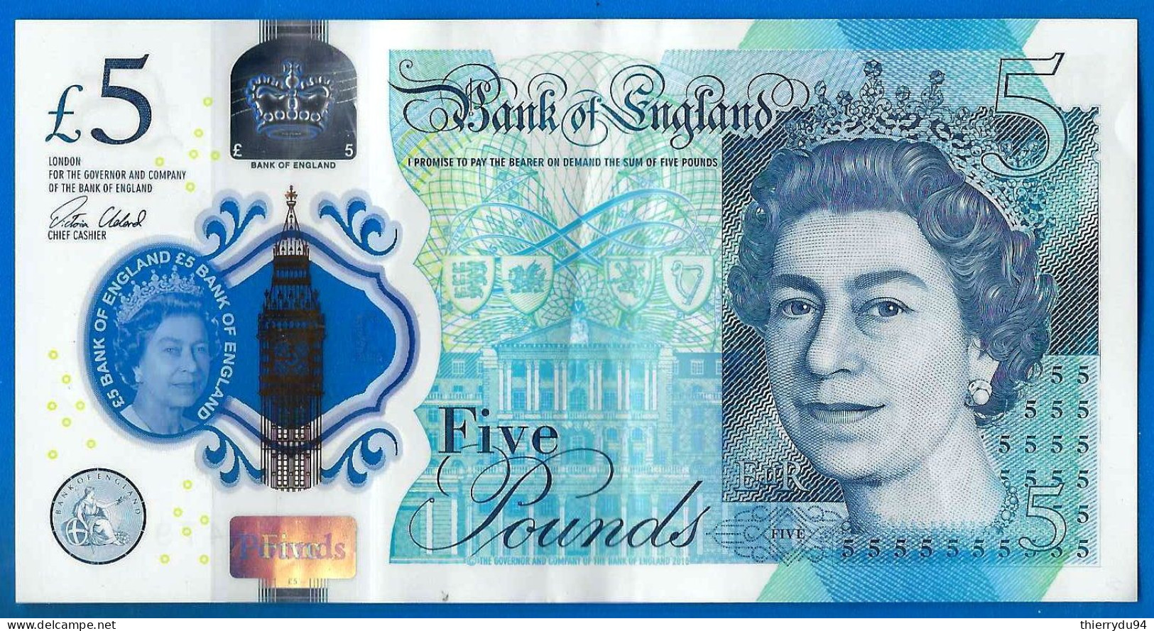 Royaume Uni 5 Pounds 2017 Serie AJ Sign Cleland Polymer Pound Grande Bretagne UK United Kingdom Que Prix + Port - 5 Pond