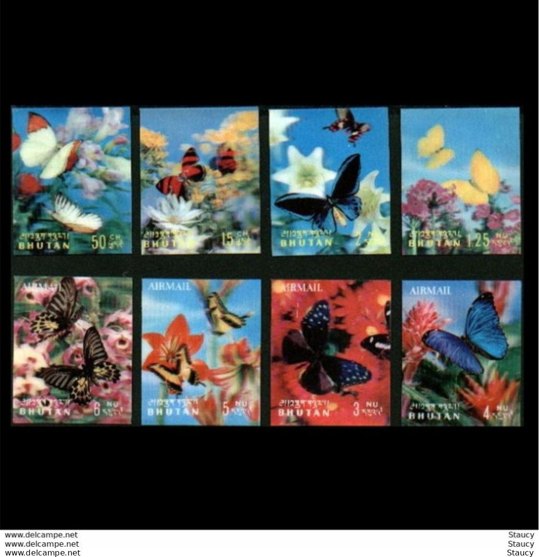 BHUTAN Bhutan 1968 Butterflies - 3d  Unique Stamp Imperf, Complete 8v Set + 2 Miniature Sheets MNH, As Per Scan - Fouten Op Zegels