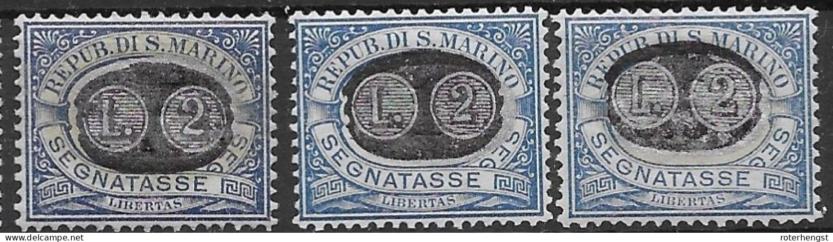 San Marino Mlh * Low Hinge Traces (560 Euros) The Three Best From 1938 Postage Due Set - Portomarken