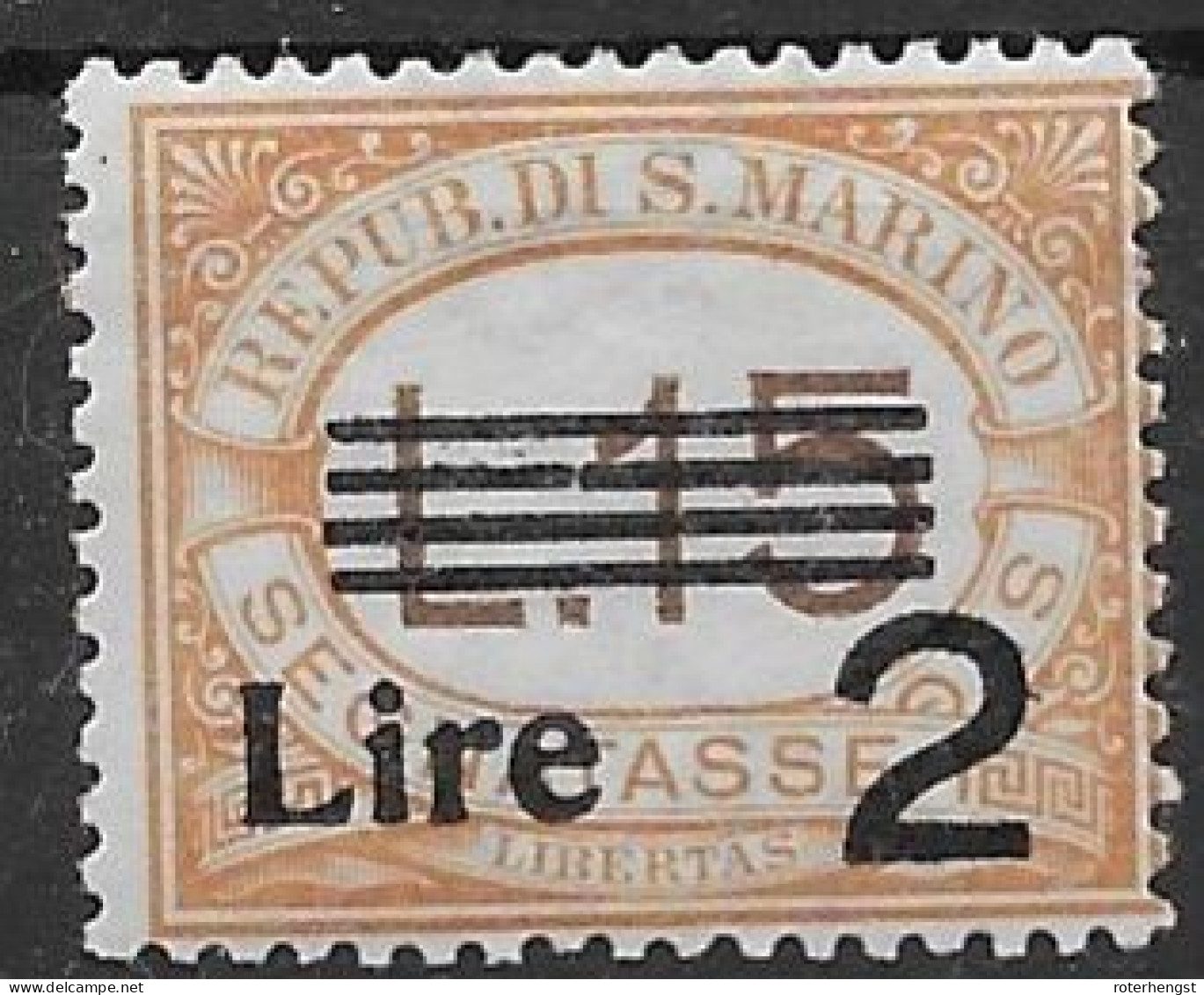 San Marino Mlh * Extremely Low Hinge Trace (100 Euros) 1938 Postage Due Quasi ** - Impuestos