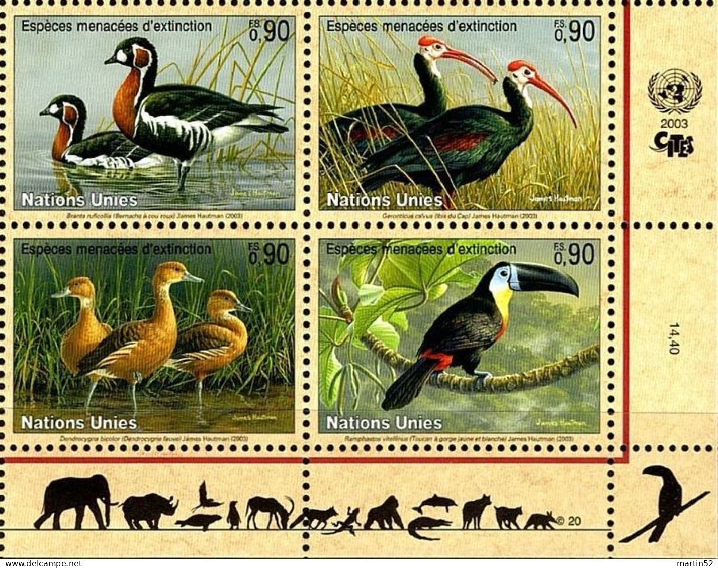 UNO-Genf ONU Genève UN Geneva 2003: "Oiseaux - Birds - Vögel - Ucelli" Zu 474-477 Mi 466-469  ** MNH (Zu CHF 9.00) - Gänsevögel