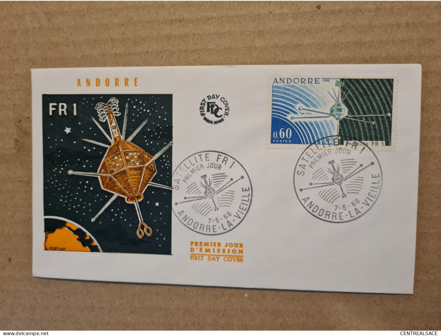 ANDORRE  LA VIEILLE FDC 1966 SATELLITE FR1 - Cartas & Documentos