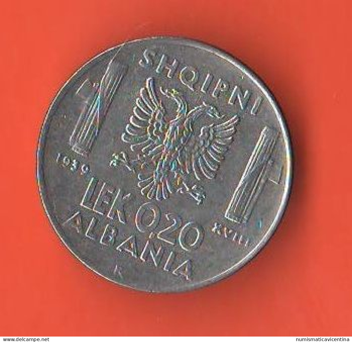 Albania 0,020 Lek 1939 Albanie Italian Occupation WWII Steel War Coin - Albanien