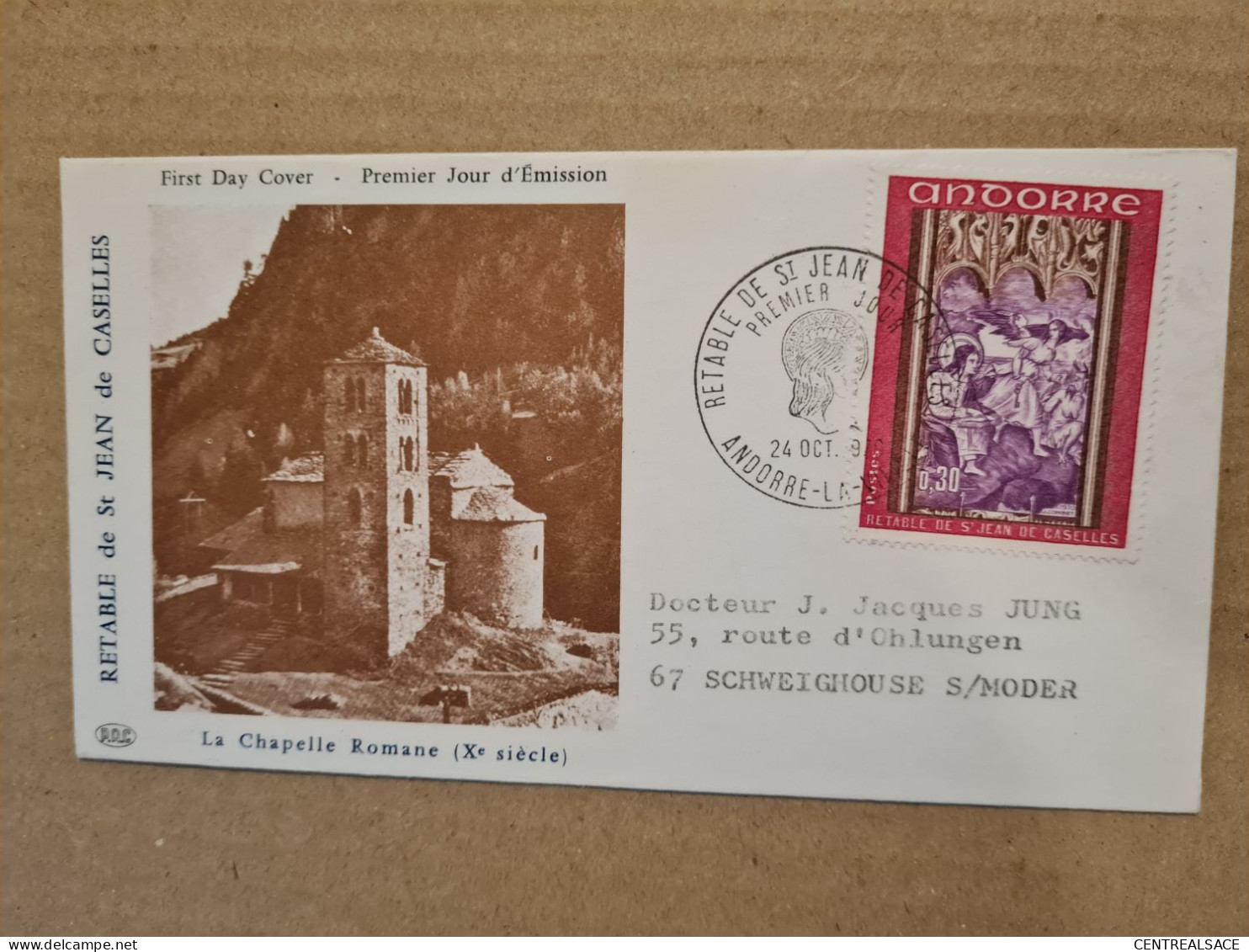 ANDORRE  LA VIEILLE FDC 1970 RETABLE DE ST JEAN DE CASELLES - Covers & Documents