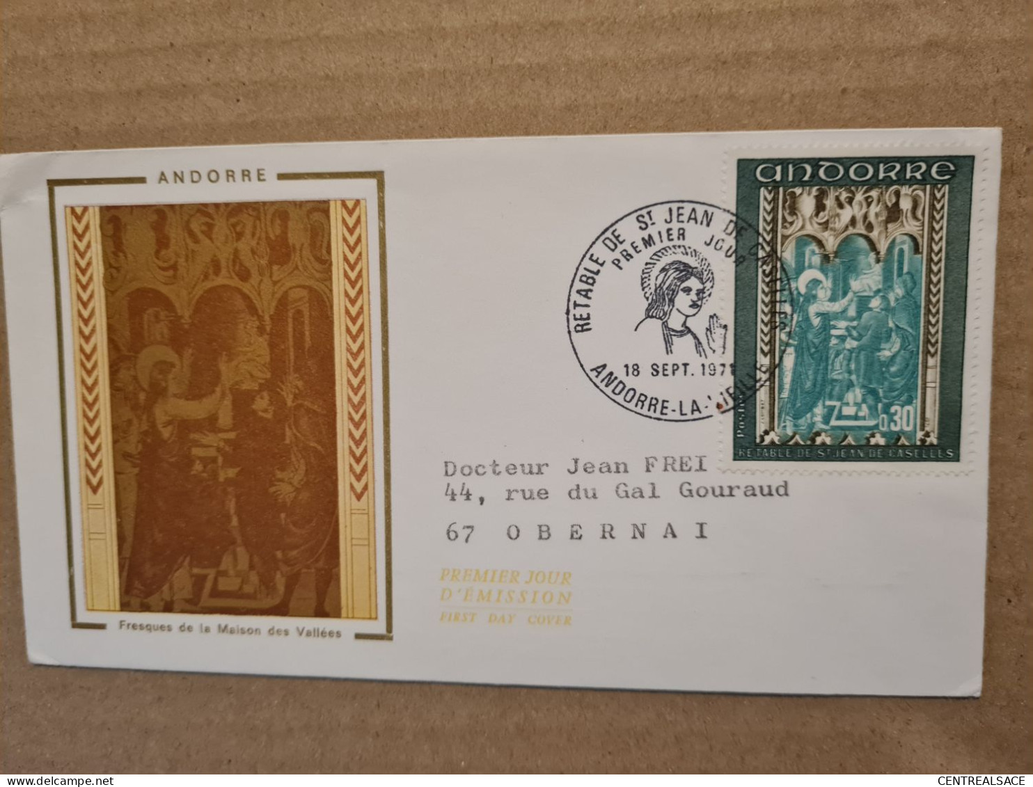 ANDORRE  LA VIEILLE FDC 1971 FRESQUES DE LA MAISON DES VALLEES PUB ARGININE VEYRON SIROP - Lettres & Documents