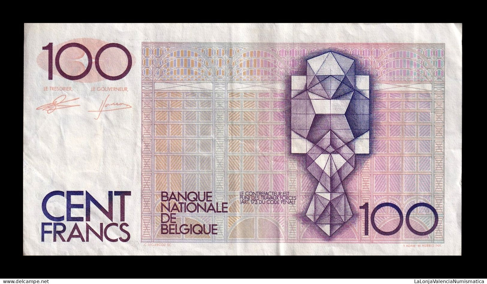 Bélgica Belgium 100 Francs ND (1982-1994) Pick 142a(5) Mbc/+ Vf/+ - 100 Francos