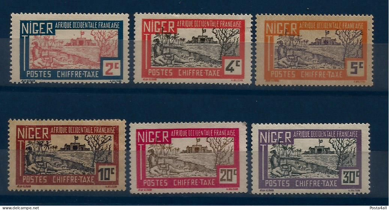 Niger - French Colonies   - 1927 Zinder Fortress - Postage Due Stamps -  MH / Used - Usados