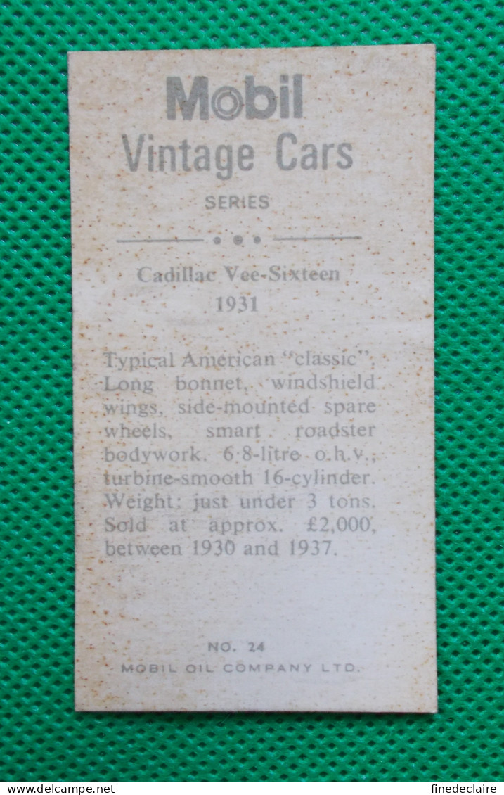 Trading Card - Mobil Vintage Cars - (6,8 X 3,8 Cm) - 1921 Cadillac V16 - N° 24 - Motori