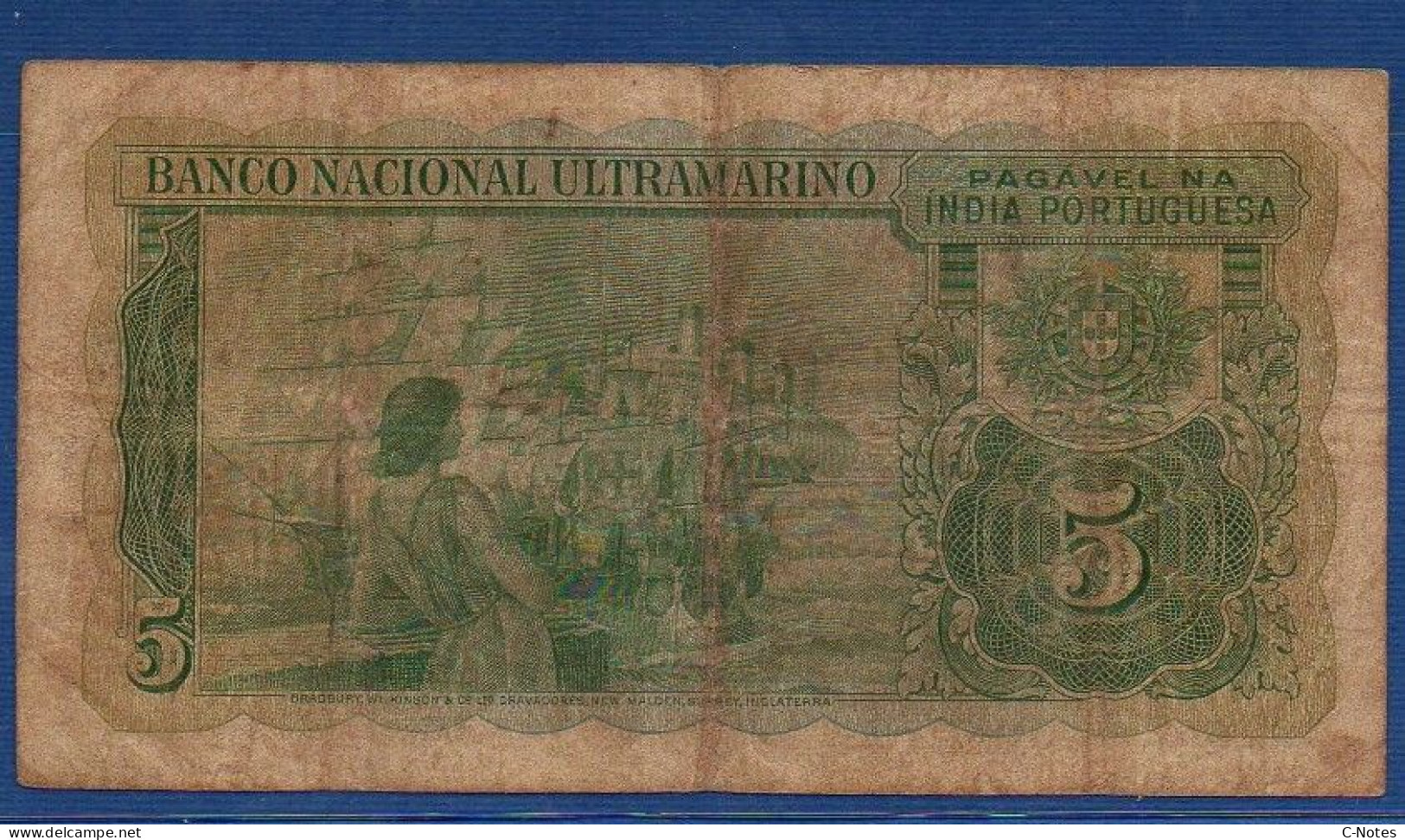 PORTUGUESE INDIA - P.35 (2) – 5 Rupees 1945  Circulated / F, Serie 717,844 - Other - Asia