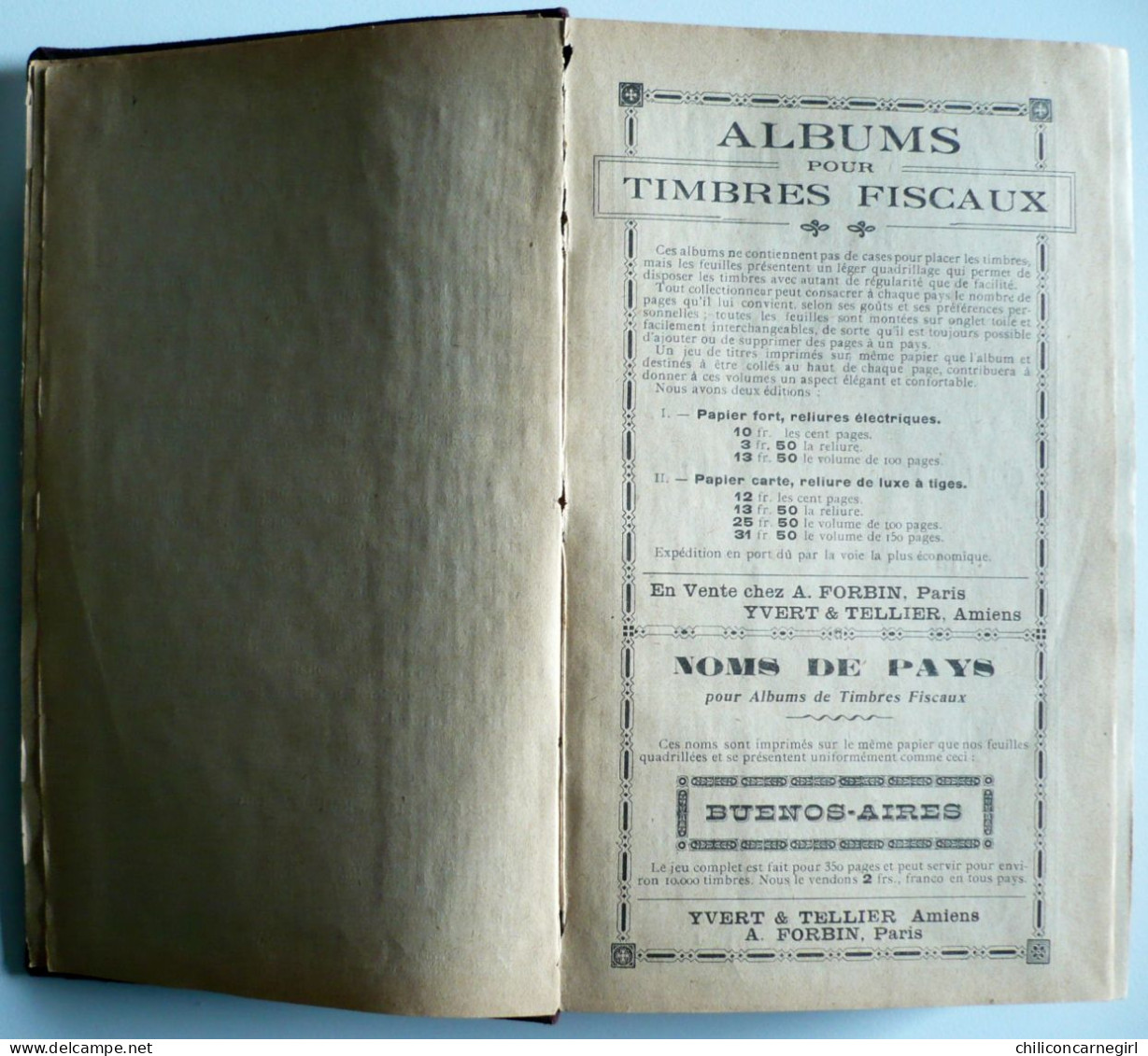 * FORBIN - Catalogue Prix Courant de Timbres Fiscaux - Timbre Fiscal - YVERT TELLIER - 3 Edition - 1915 - 795 Pages