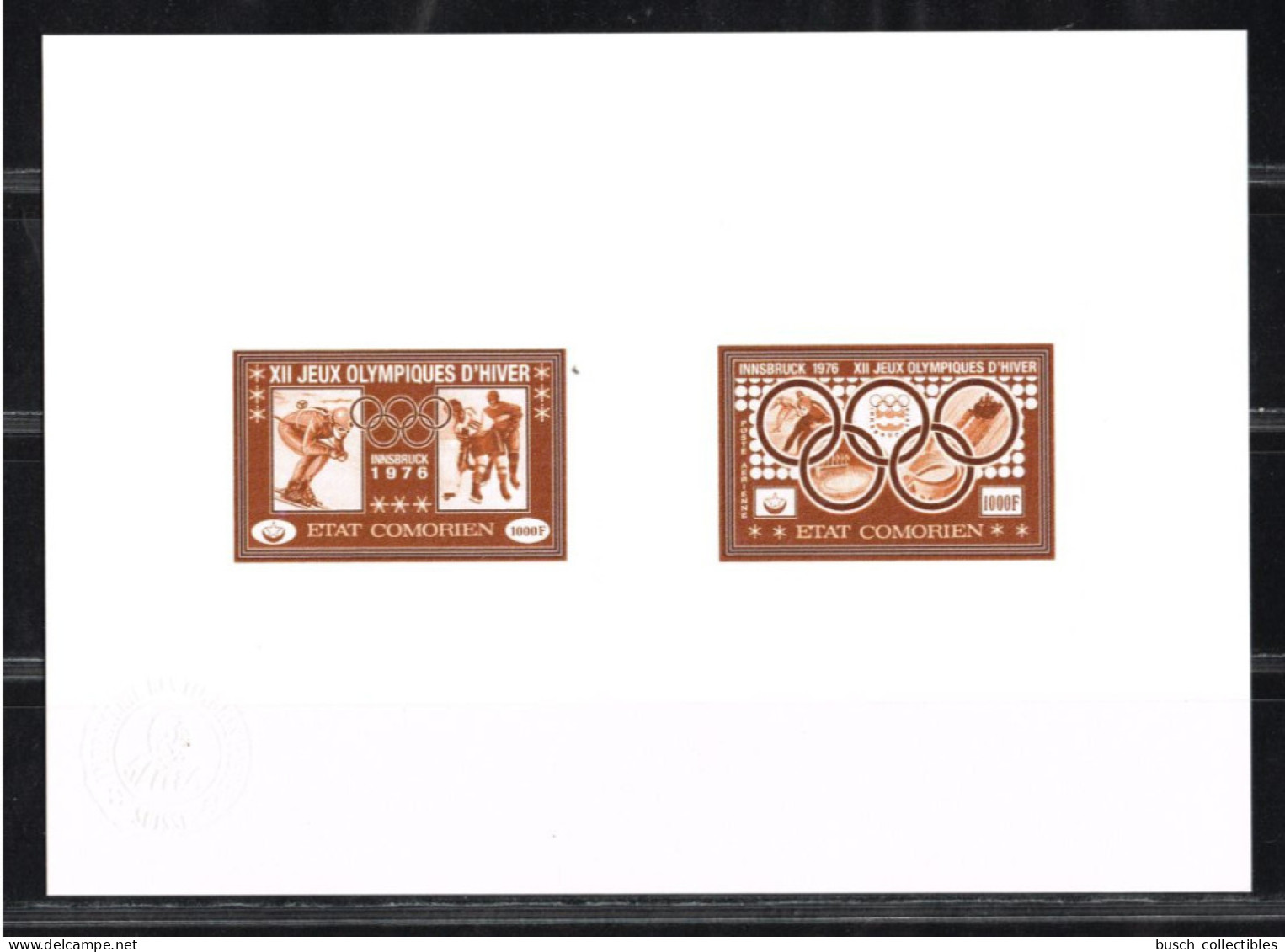 Comores 1976 Mi. 273 - 274 Epreuve D'Artiste Collective Artist Proof Winter Olympic Games Innsbruck Jeux Olympiques - Winter 1976: Innsbruck