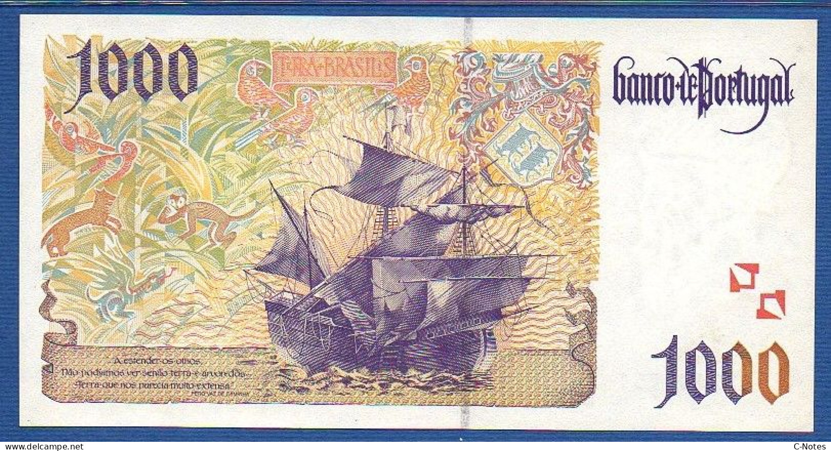 PORTUGAL - P.188d (1) – 1000 ESCUDOS 07.11.2000 UNC, S/n 9B2139751 - Portugal