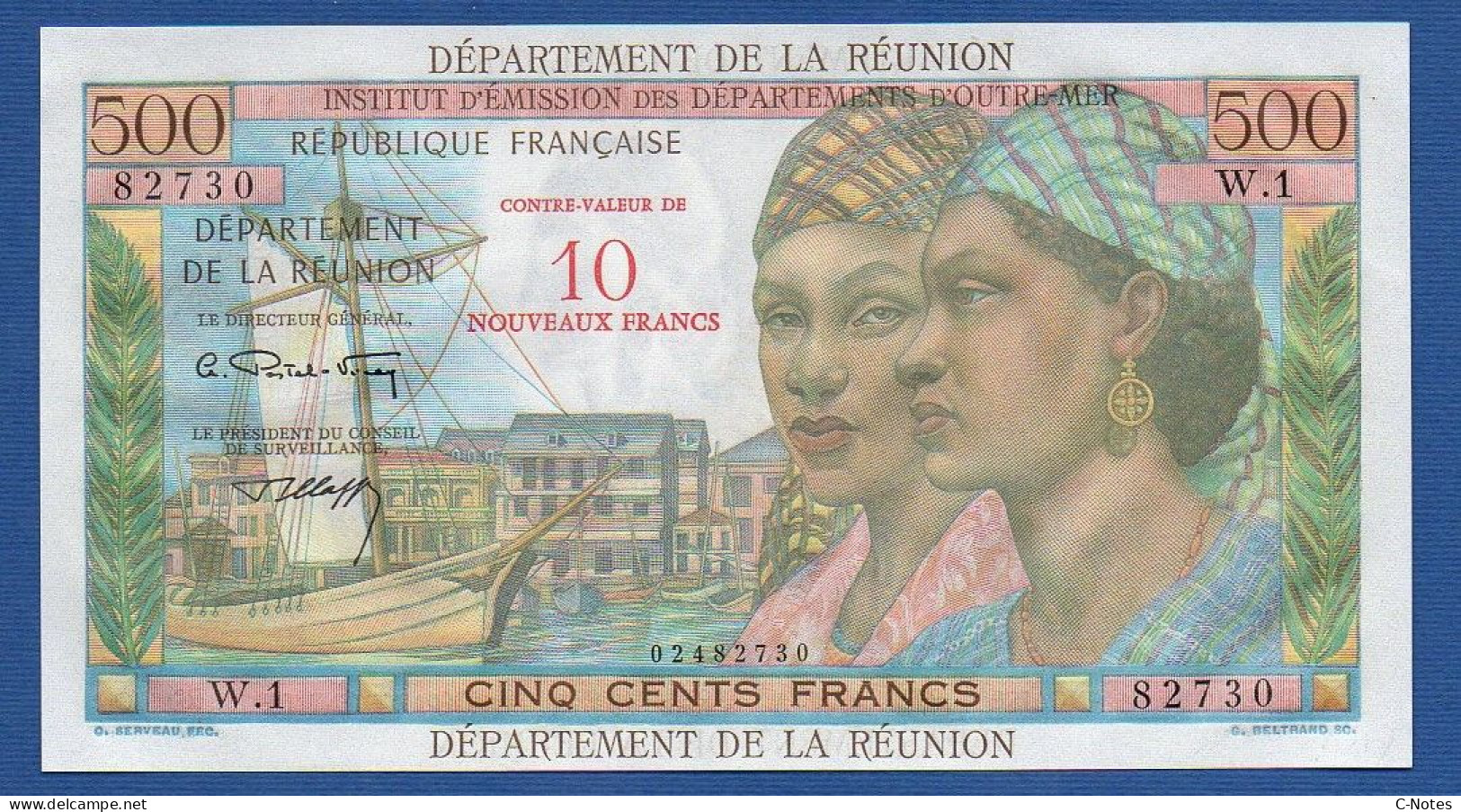 RÉUNION - P.54b – 10 Nouveaux Francs ND (1971) UNC, S/n W.1 82730 - Réunion