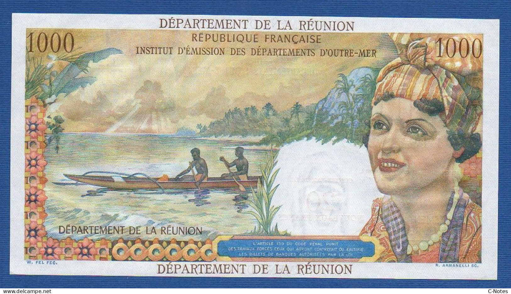 RÉUNION - P.55b – 20 Nouveaux Francs ND (1971) UNC, S/n T.2 86704 - Reunion