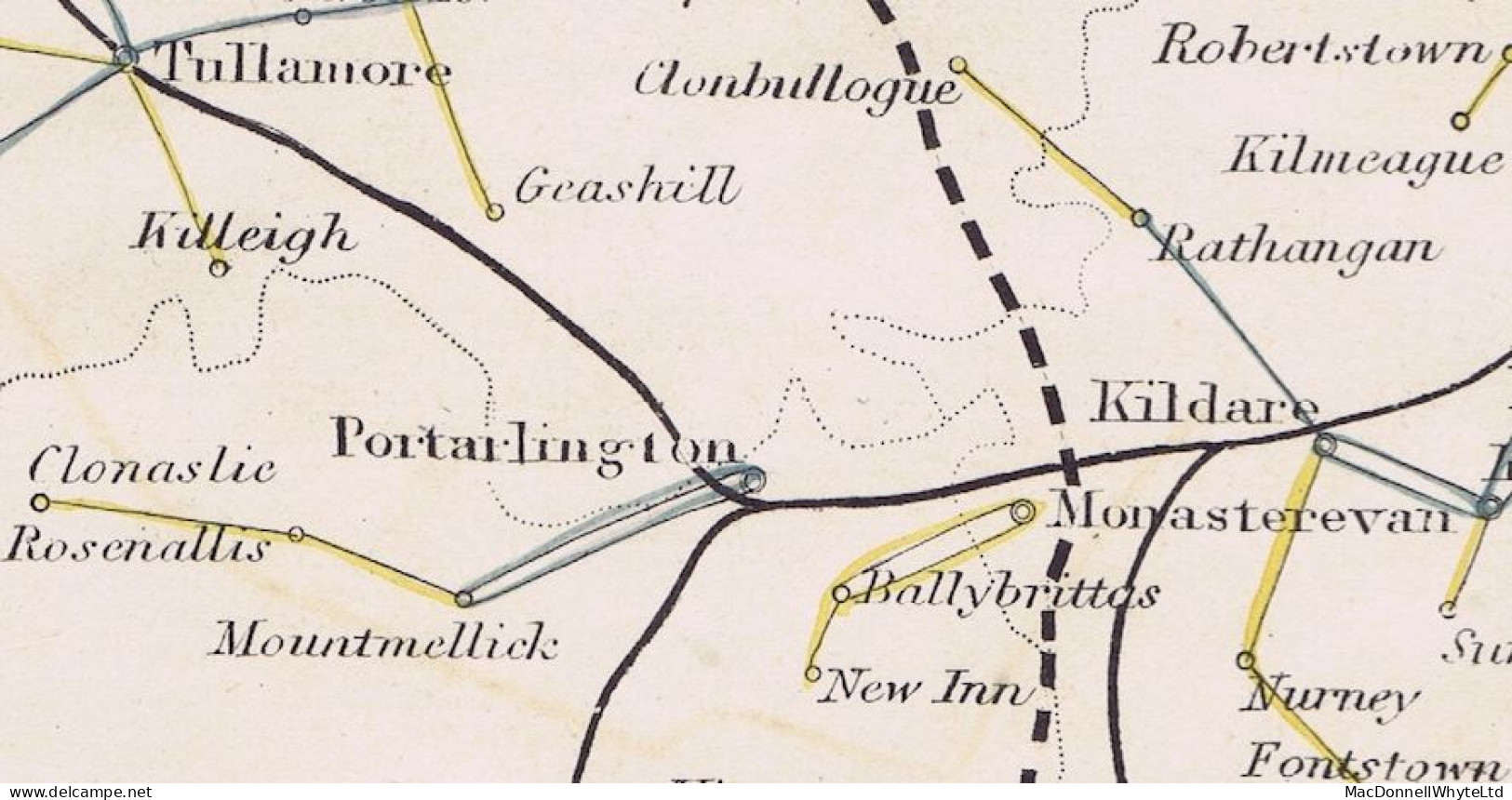 Ireland Laois 1842 Piece With Boxed PAID AT/MOUNTMELLICK And Matching MOUNTMELLICK SE 21 1842 Cds In Blue - Prefilatelia