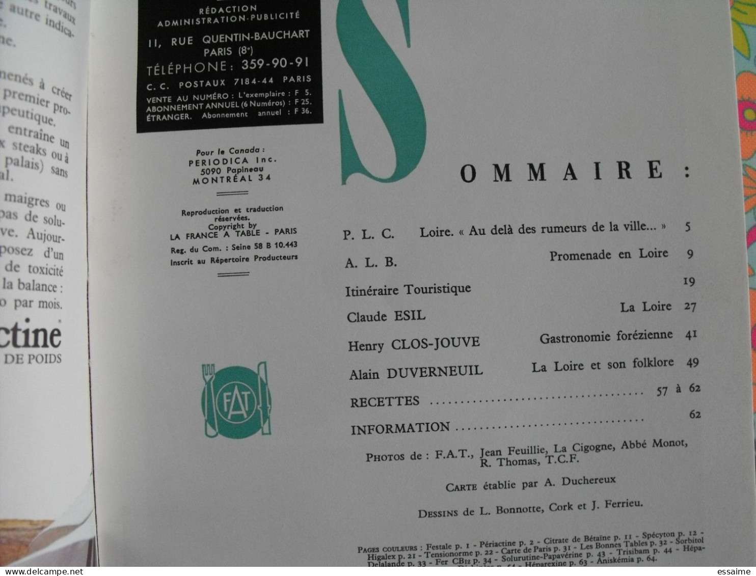 La France à Table N° 139. 1969. Loire.  Charlieu Ambierle Montbrisson Roanne Saint Rambert Bastie D'urfé. Gastronomie - Tourismus Und Gegenden