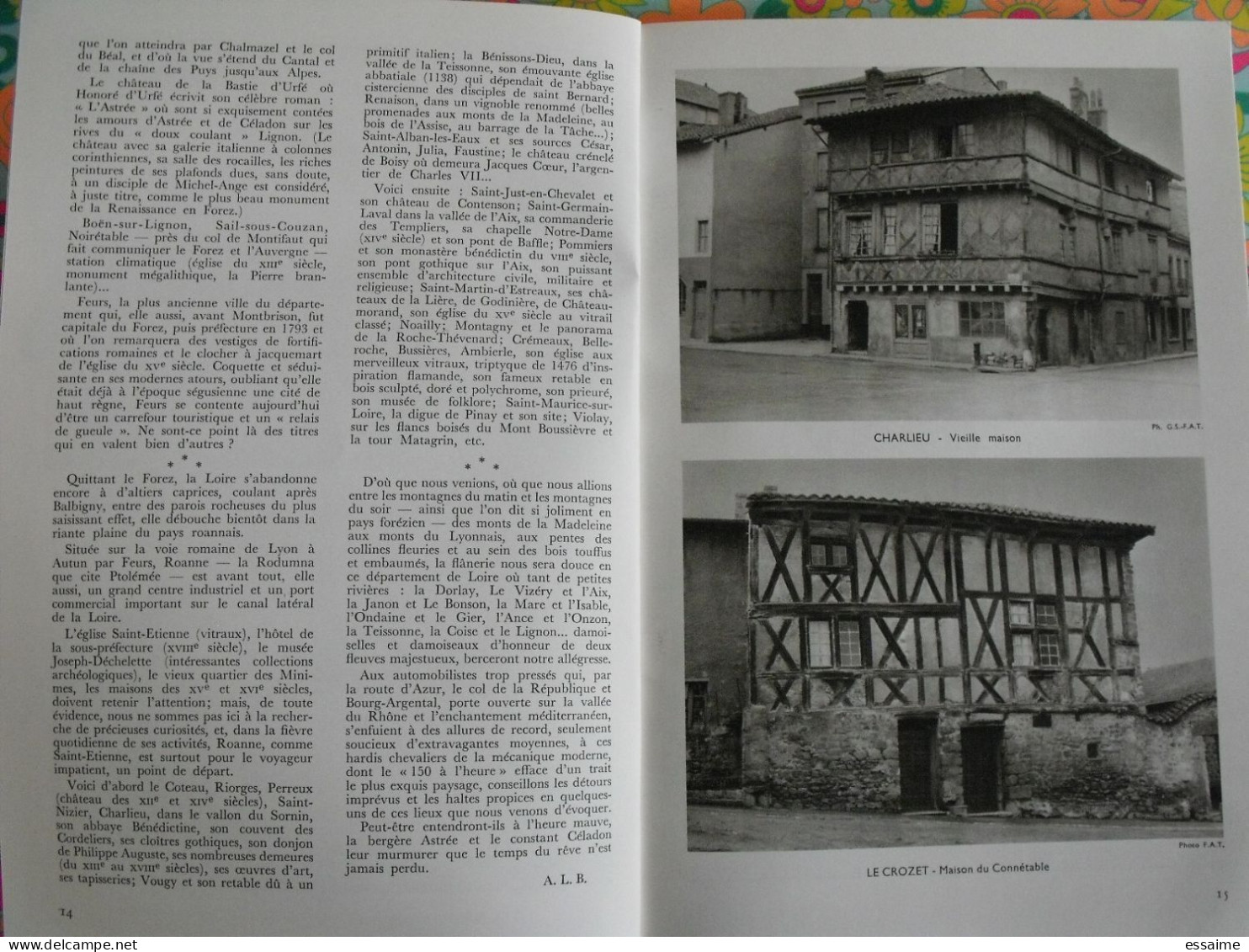 La France à Table N° 139. 1969. Loire.  Charlieu Ambierle Montbrisson Roanne Saint Rambert Bastie D'urfé. Gastronomie - Tourismus Und Gegenden