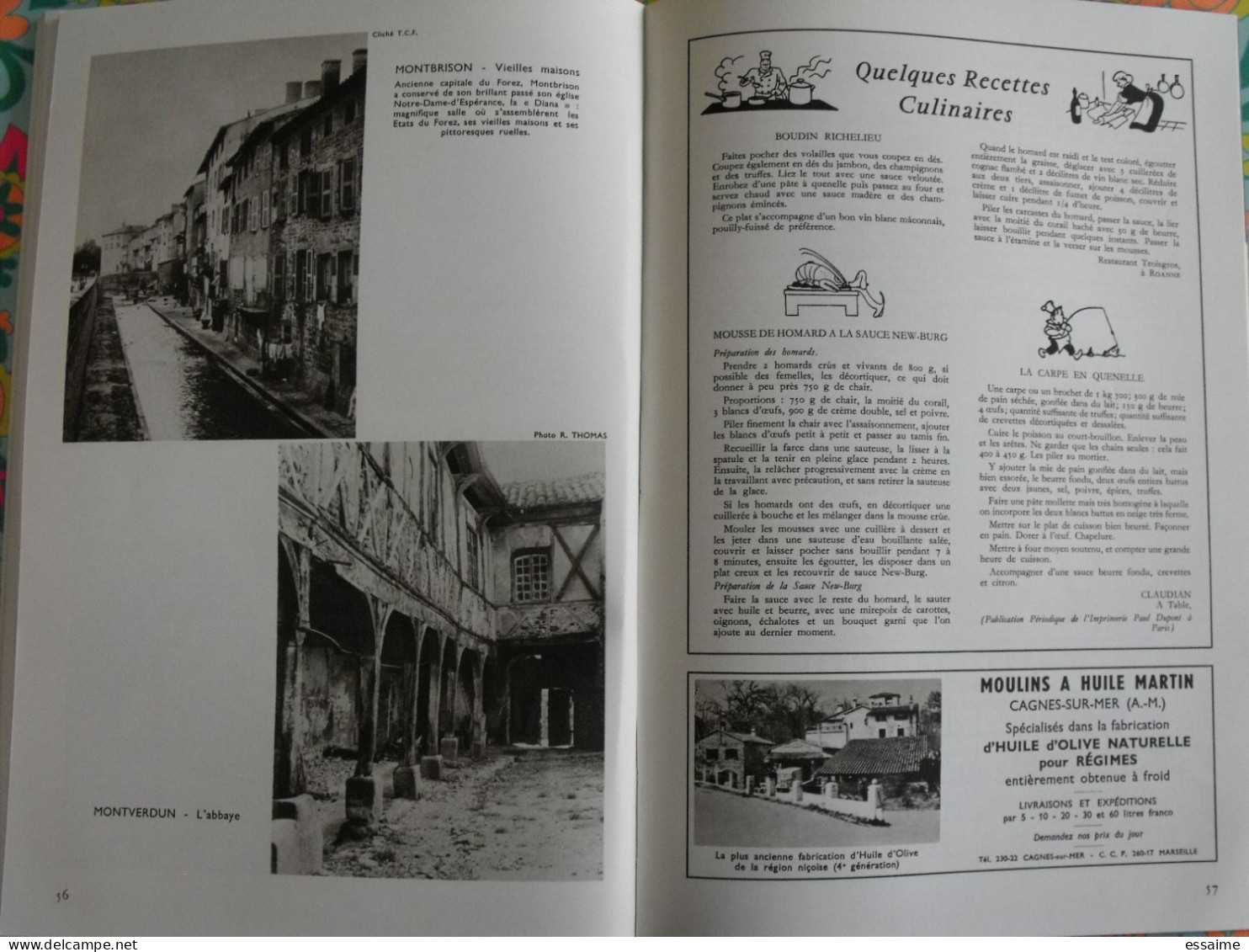 La France à table n° 139. 1969. Loire.  Charlieu ambierle montbrisson roanne saint rambert bastie d'urfé. gastronomie