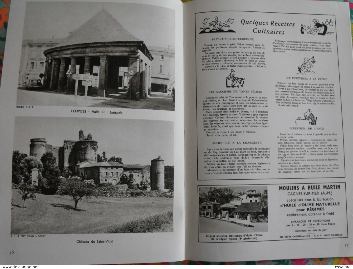 La France à table n° 138. 1969. Haute-Loire. lavaudieu le puy brioude blesle chaise-dieu auzon langeac. gastronomie