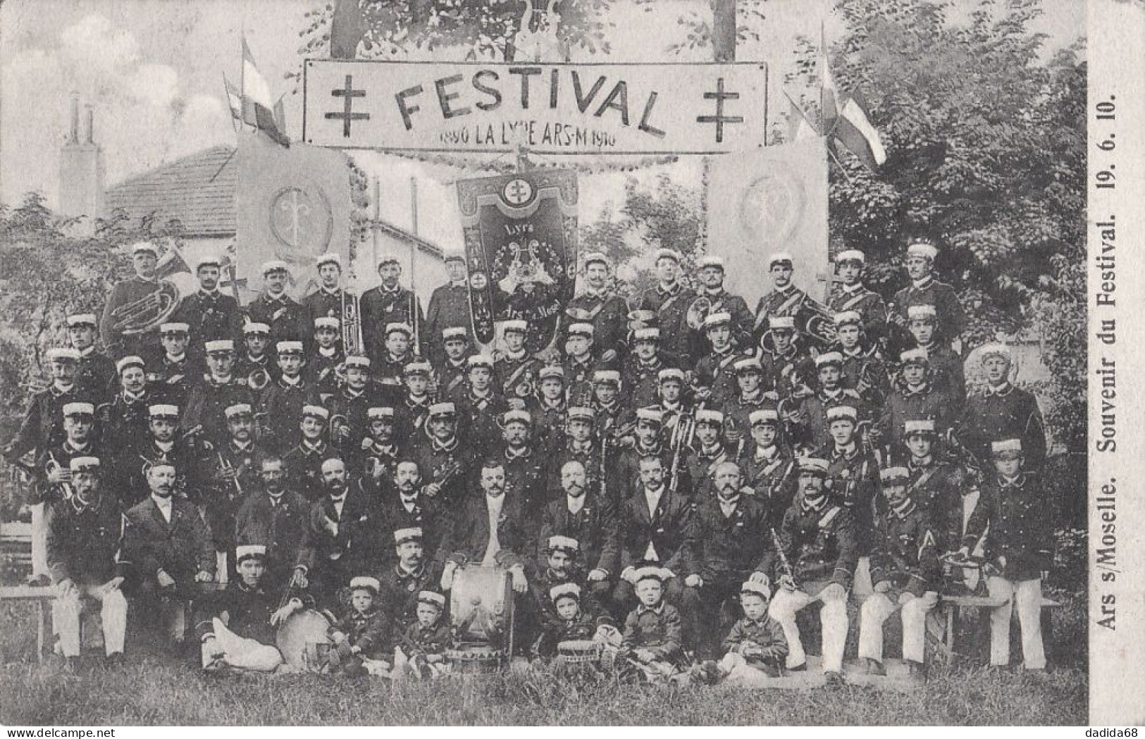 CPA - ARS-SUR-MOSELLE (MOSELLE) - CARTE SOUVENIR DU FESTIVAL DE MUSIQUE DU 19 JUIN 1910 - FANFARE - CARTE PAS COURANTE - Ars Sur Moselle