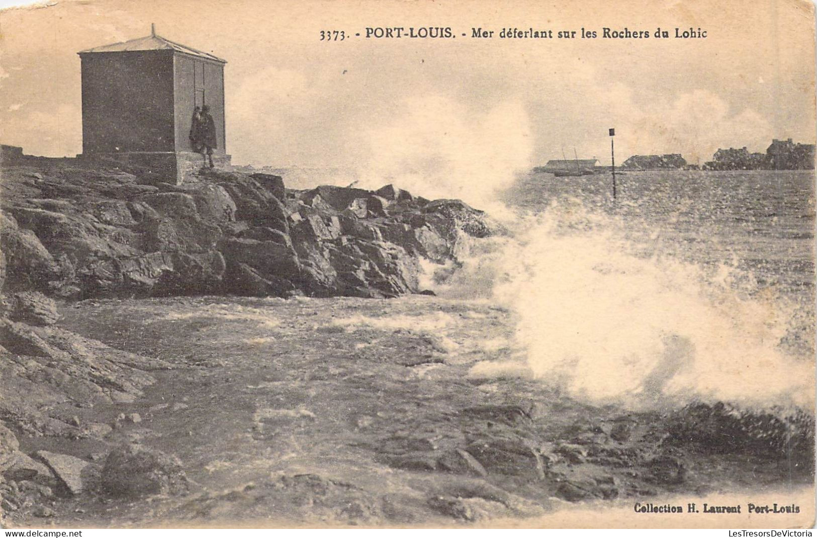 FRANCE - 56 - Port-Louis - Mer Déferlant Sur Les Rochers Du Lohic - Carte Postale Ancienne - Port Louis