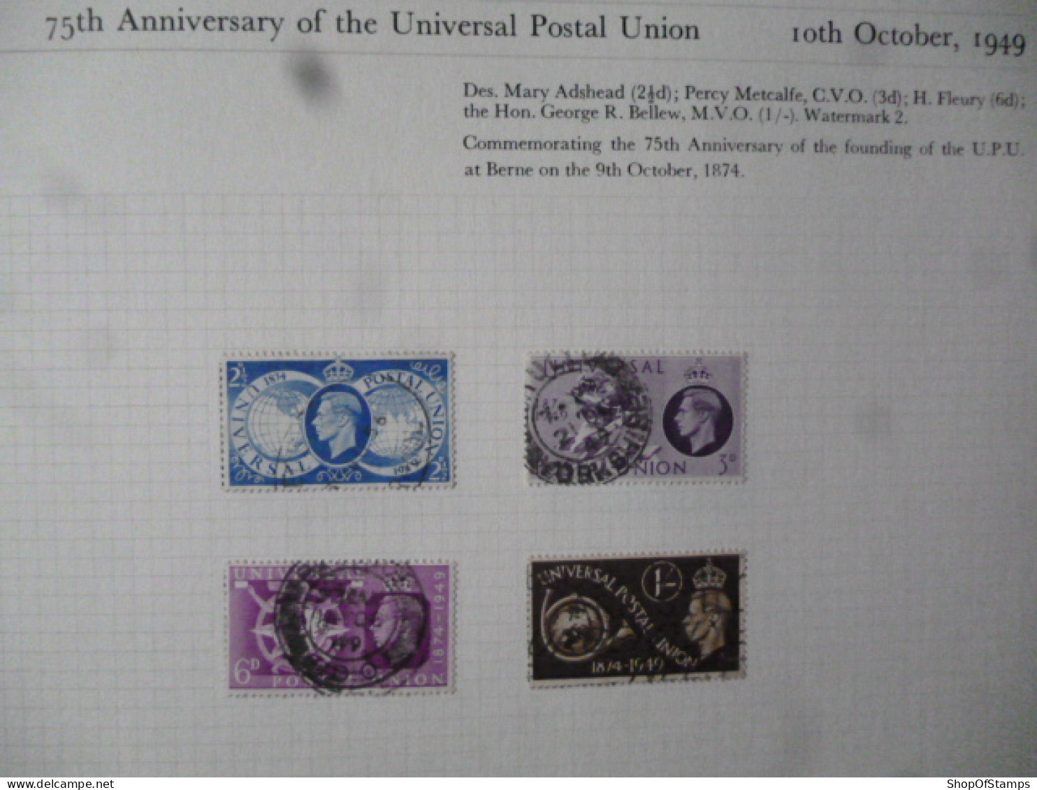 GREAT BRITAIN SG 499-502 UPU 75 YEARS (1949) - ....-1951 Pre-Elizabeth II