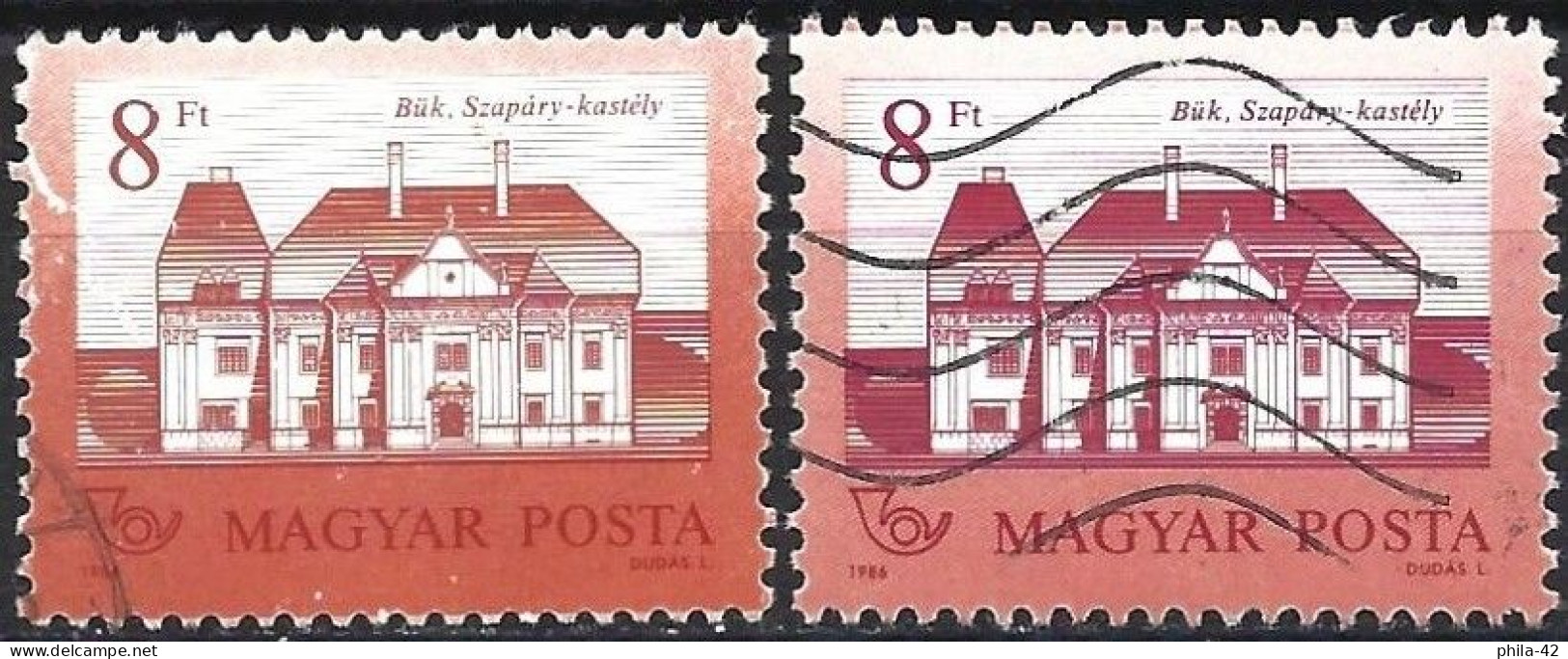 Hungary 1986 - Mi 3859 - YT 3069 ( Castles ) Two Shades Of Color - Varietà & Curiosità