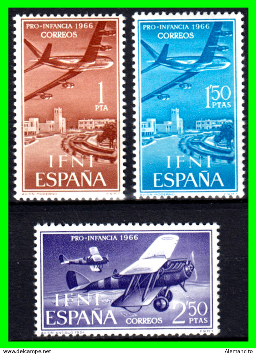 ESPAÑA COLONIAS ESPAÑOLAS ( IFNI ESPAÑOL AFRICA ) SERIE DE SELLOS DEL AÑO 1966 TEMATICA AVIACIÓN - NUEVOS - - Ifni