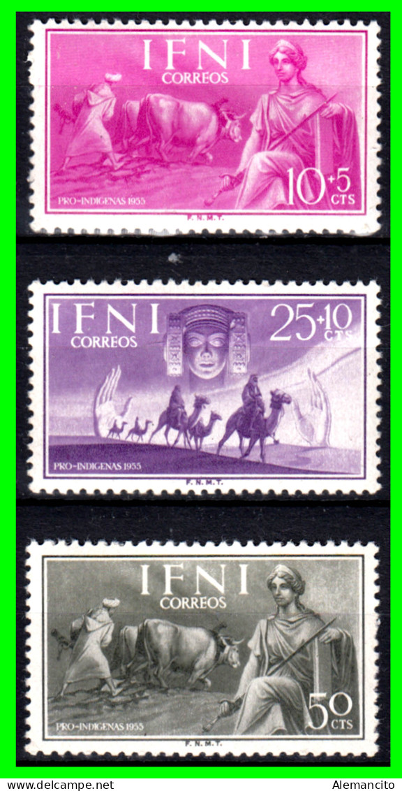 ESPAÑA COLONIAS ESPAÑOLAS ( IFNI ESPAÑOL AFRICA ) SERIE DE SELLOS DEL AÑO 1955 TEMATICA INDIGENAS - NUEVOS - - Ifni