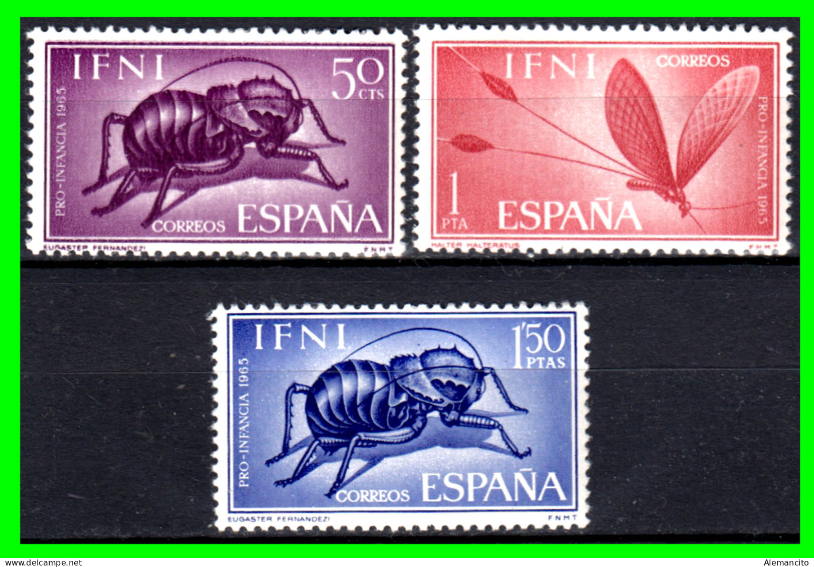 ESPAÑA COLONIAS ESPAÑOLAS ( IFNI ESPAÑOL AFRICA ) SERIE DE SELLOS DEL AÑO 1965 TEMATICA INSECTOS - NUEVOS - - Ifni