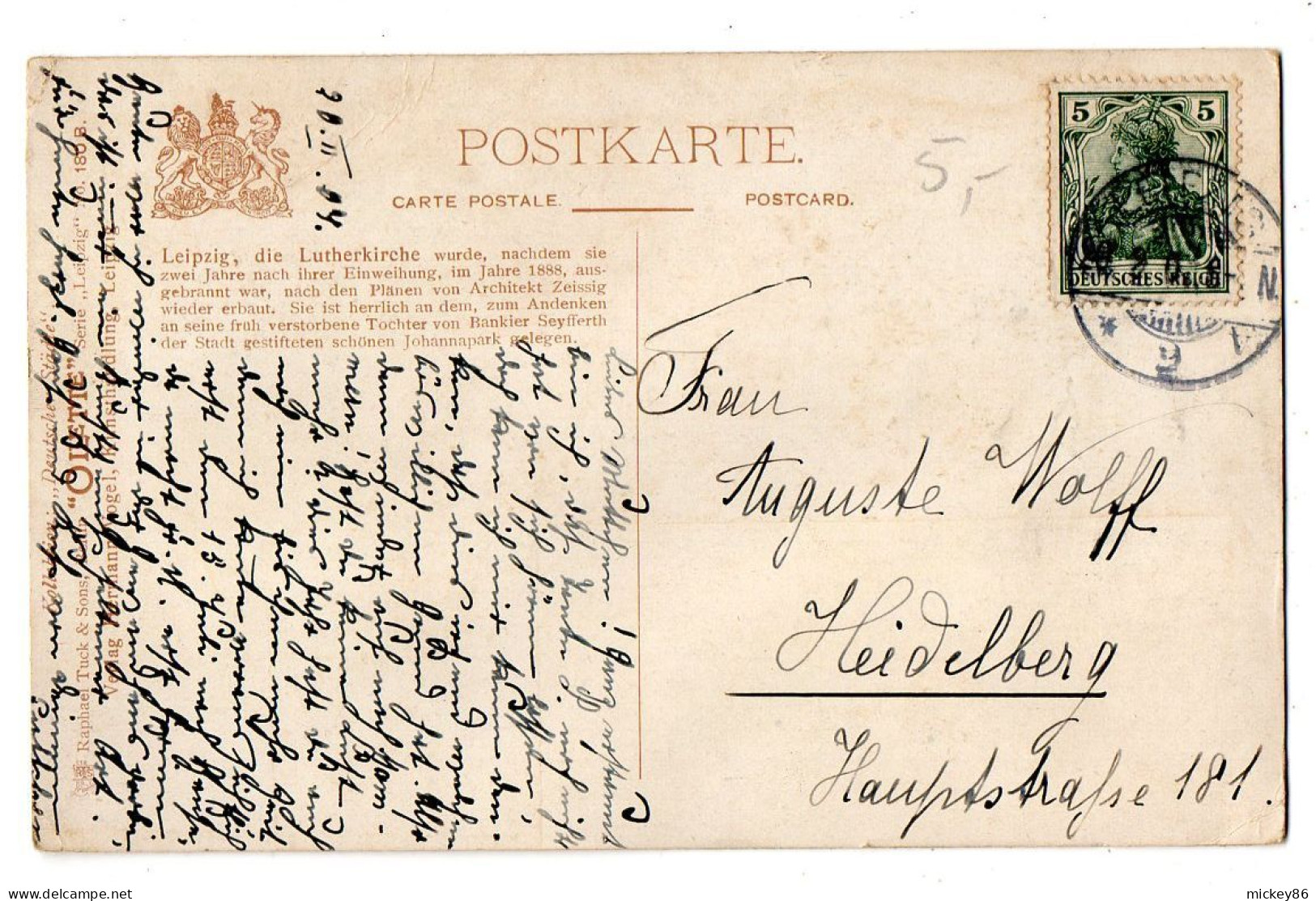 Allemagne--LEIPZIG -- 1904--illustrateur ?????--Lutherkirche Am Johannapark.....colorisée.....timbre....cachet - Leipzig