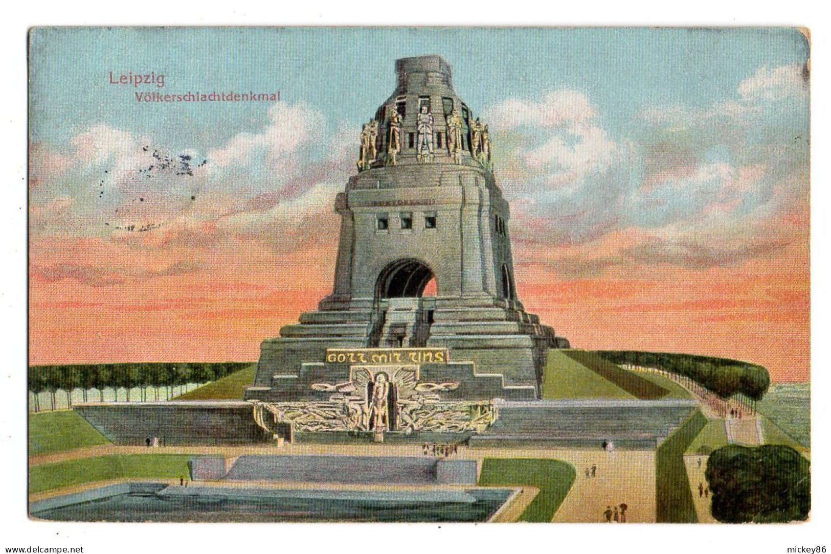 Allemagne--LEIPZIG --1912--Voelkerschlachdenkmal........colorisée......cachet - Leipzig