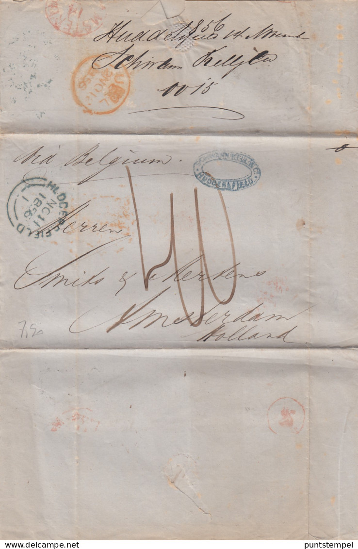 Letter From Huddersfield 11 Nov 1856 To Amsterdam - Storia Postale