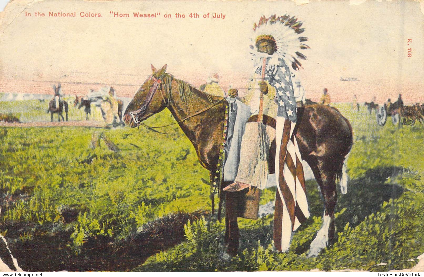 INDIENS - In The National Colors. " Horn Weasel " On The 4th Of July - Carte Postale Ancienne - Indiani Dell'America Del Nord