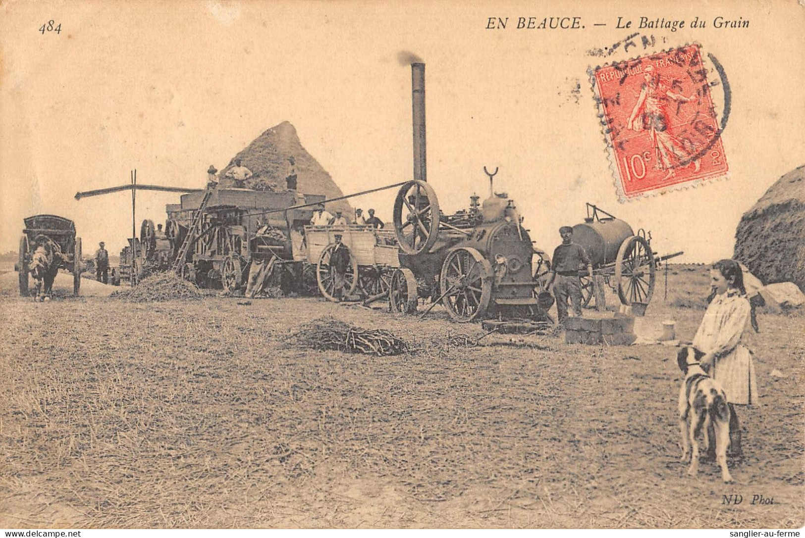 CPA 45 EN BEAUCE LE BATTAGE DU GRAIN - Autres & Non Classés