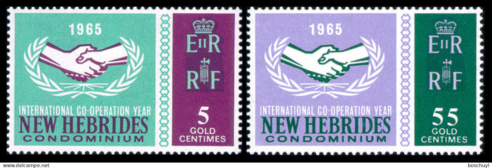 New Hebrides, Nouvelles Hebrides, 1965, International Cooperation Year, United Nations, MNH, Michel 220-221 - Neufs