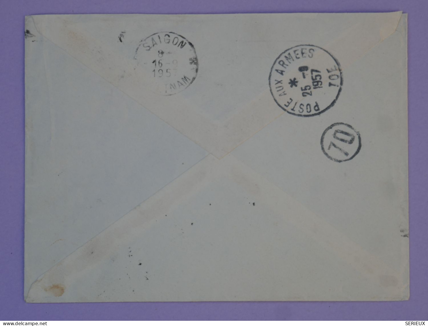 BR5  INDOCHINE BELLE  LETTRE AFN RR  1957 KON HAN BIET PAR AVION SAIGON RETOUR A L ENVOYEUR  +AFF. PLAISANT++ - Covers & Documents