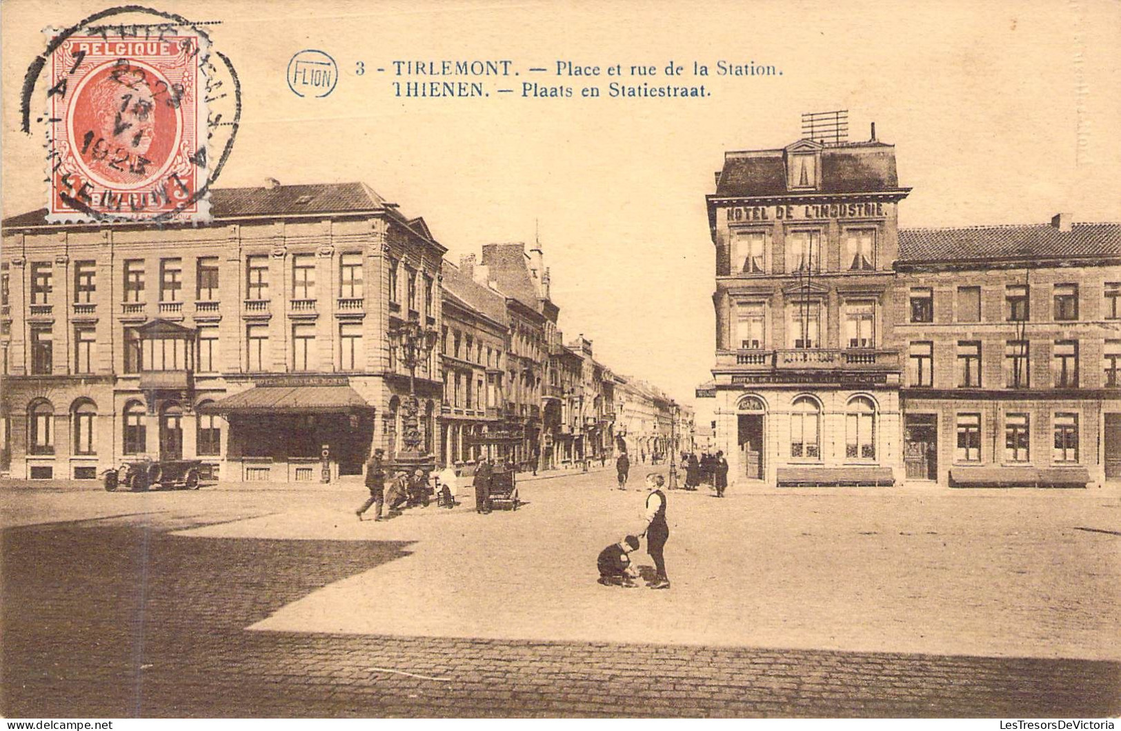 BELGIQUE - TIRLEMONT - Place Et Rue De La Station - Editeur P J Flion - Carte Postale Ancienne - Sonstige & Ohne Zuordnung