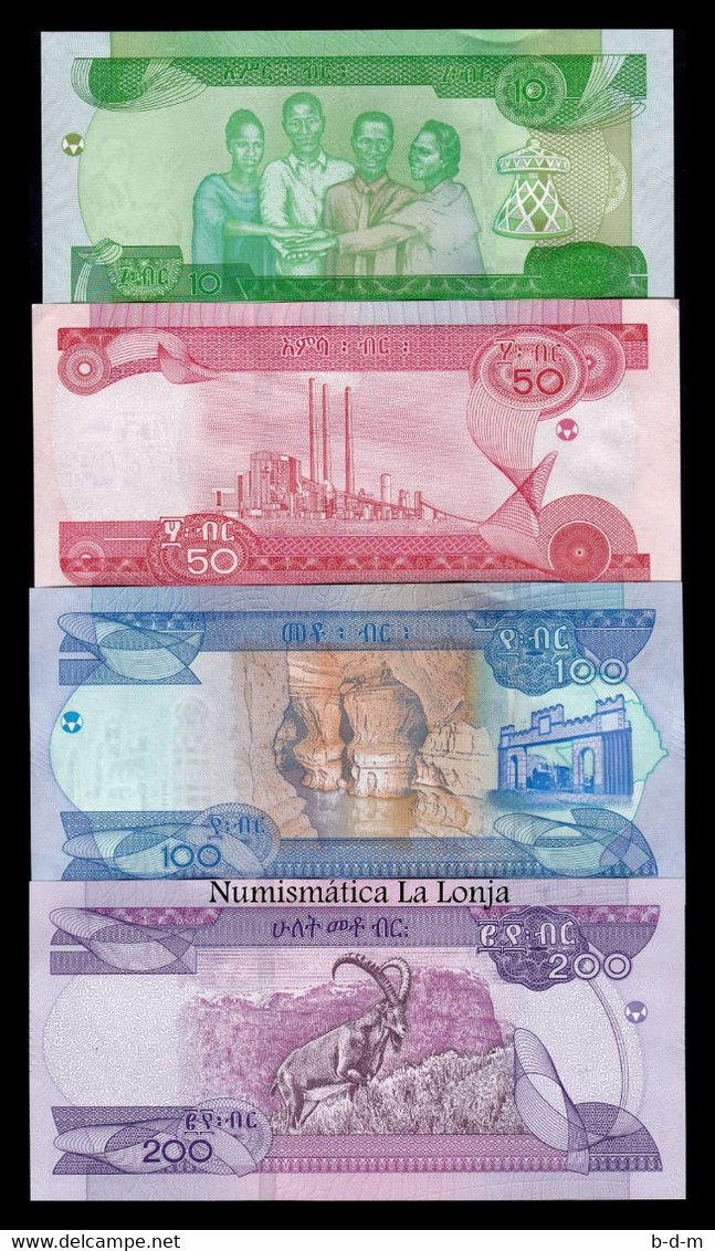 Etiopía Set 4 Banknotes 10 50 100 200 Birr 2020 Pick 55-58 Sc Unc - Ethiopie