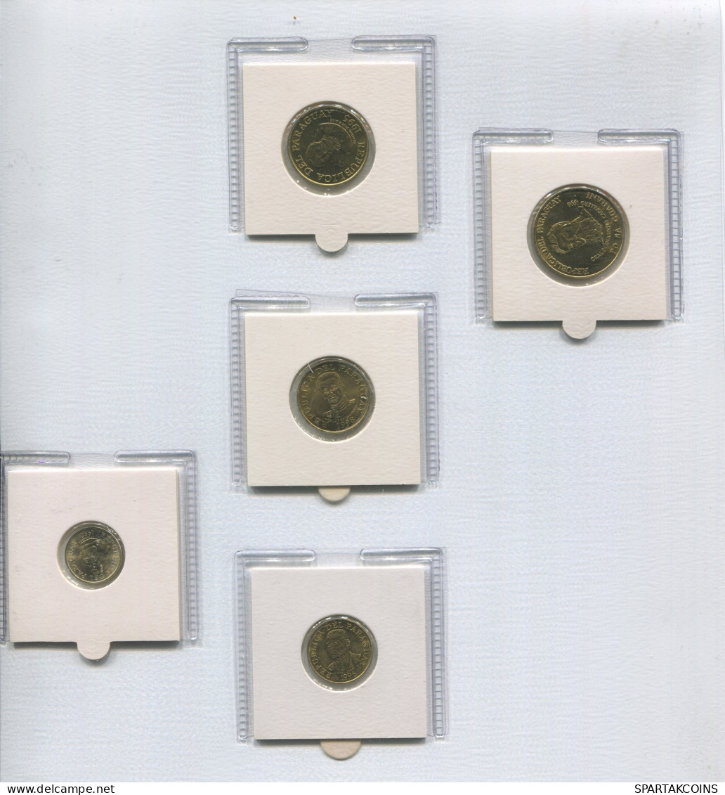 PARAGUAY 1990-1998 Pièce SET 5. 10. 50. 100. 500 GUARANIES UNC #SET1170.5.F - Paraguay