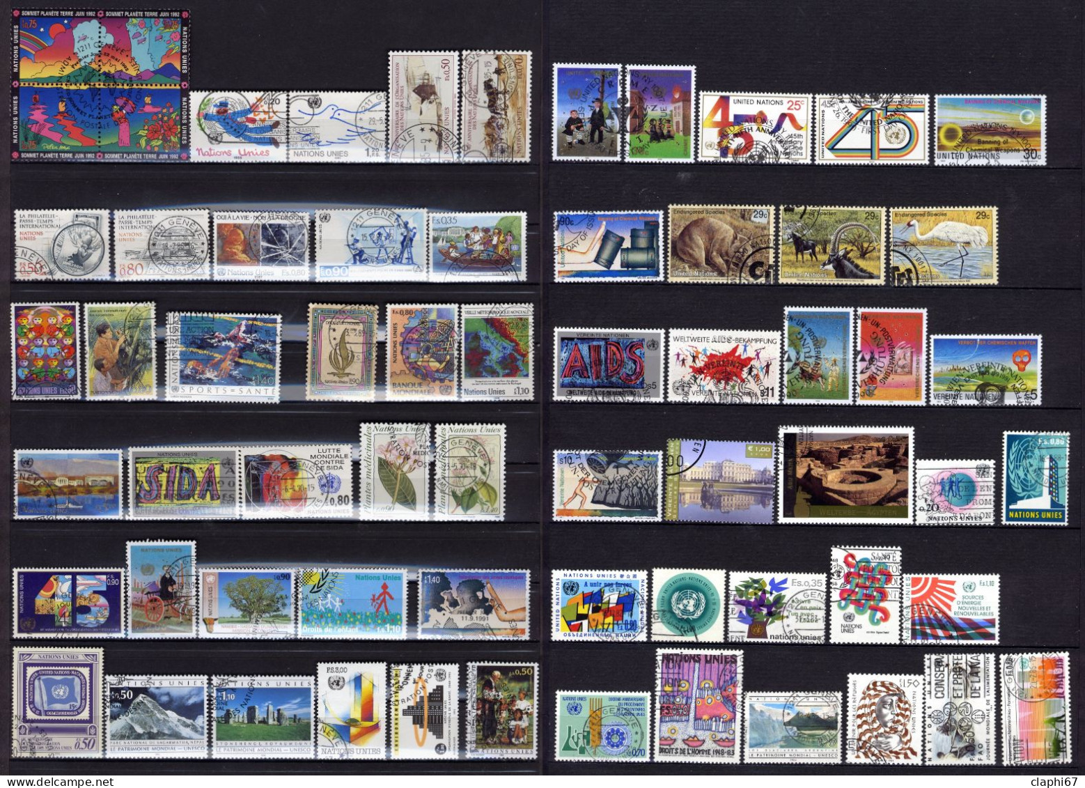 Nations Unies Collection De 65 Timbres Différents Oblitérés (used) Yvert 2008 : 112 € - Collections, Lots & Series