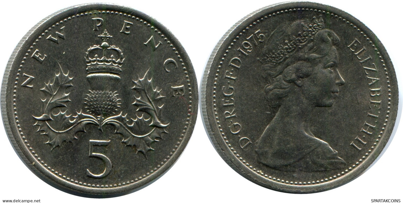 5 NEW PENCE 1975 UK GRANDE-BRETAGNE GREAT BRITAIN Pièce #AZ014.F - 5 Pence & 5 New Pence
