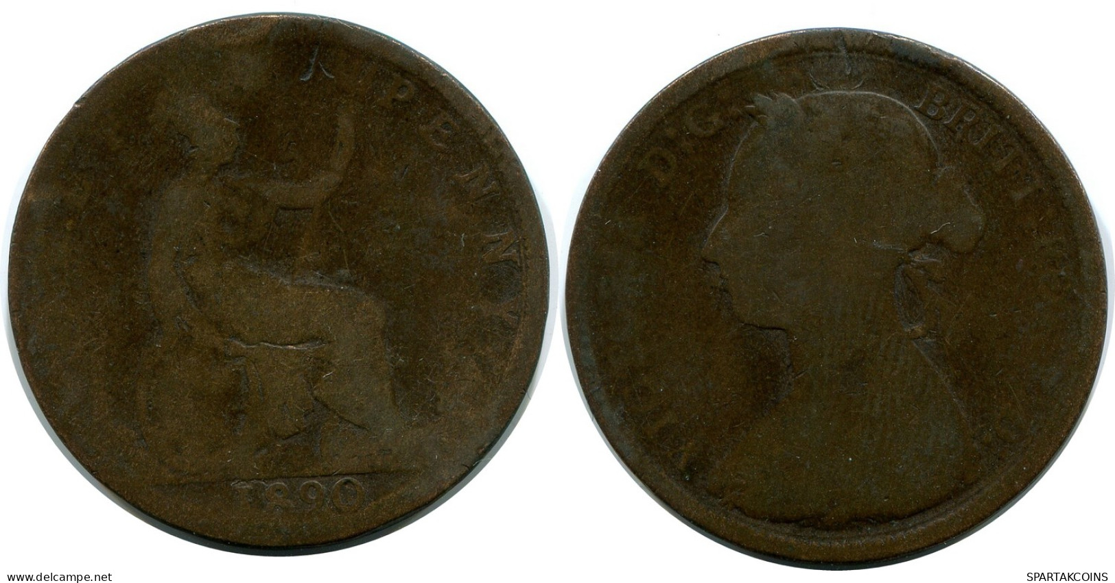 HALF PENNY 1890 UK GRANDE-BRETAGNE GREAT BRITAIN Pièce #AZ613.F - C. 1/2 Penny