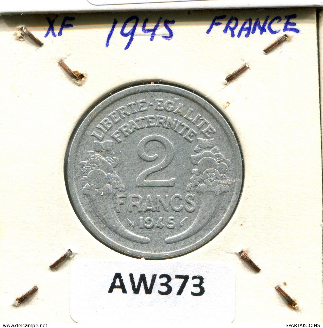 2 FRANCS 1945 FRANCE Pièce #AW373.F - 2 Francs